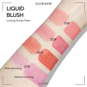 KYDA Liquid Blush, Matte Tinted for Cheeks, Lasting Dewy Finish, High Pigment Soft Creamy Blush, Blendable Lightweight Cover-Grate Red