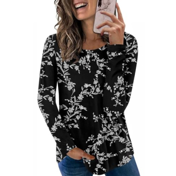 HOTGIFT Women's Casual Long Sleeve Crewneck Tunics - Comfortable & Stylish