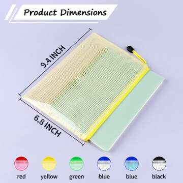 Smarpau 12pcs Mesh Zipper Pouch, 9.5" x 7.1" Plastic Zipper Pouches for Organizing, 6 Colors Waterpr...