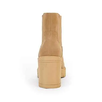 Syktkmx Womens Lug Sole Ankle Boots Platforma Chunky Block Heel Slip On Accordion High Top Western Chelse Booties