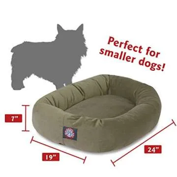 Majestic Pet 24 Inch Suede Calming Dog Bed Washable – Cozy Soft Round Dog Bed with Spine Support for Dogs to Rest their Head - Fluffy Donut Dog Bed 24x19x7 (Inch) - Round Pet Bed Small – Sage
