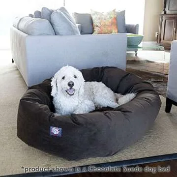 Majestic Pet 24 Inch Suede Calming Dog Bed Washable – Cozy Soft Round Dog Bed with Spine Support for Dogs to Rest their Head - Fluffy Donut Dog Bed 24x19x7 (Inch) - Round Pet Bed Small – Sage