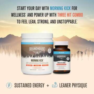 ROUNDHOUSE PROVISION Morning Kick, Greens Superfood Powder Supplement with Ashwaganda, Collagen, Probiotics, Supports Energy Levels, 30 Servings (Strawberry Lemonade) by Chuck Norris