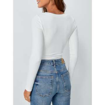 AUTOMET Women’s Long Sleeve V Neck Fashion Top