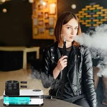 Hookah, Get Funky Book Style Hookah Set Shisha Kit with Heat Management Device, Silicone Hookah Bowl & Hose, Led Light & Remote - Silver Coal Holder