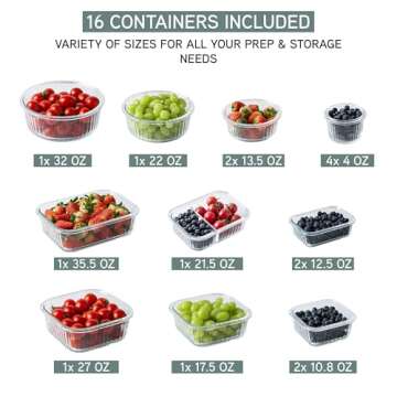 COOK WITH COLOR Premium 32-Pc. Borosilicate Glass Food Container Set with Dividers - 4 Rectangles, 8...