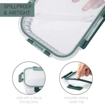 COOK WITH COLOR Premium 32-Pc. Borosilicate Glass Food Container Set with Dividers - 4 Rectangles, 8 Rounds, 4 Squares - Leakproof Lids - Meal Prep, Storage, Fluted Ombre Green