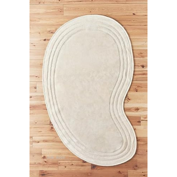 Oval Shape Wool Area Rug for Modern Homes - Handmade 6x9 ft