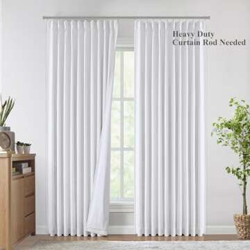 Vision Home White Pinch Pleated Full Blackout Curtains 60 inch Wide Thermal Insulated Window Panels ...
