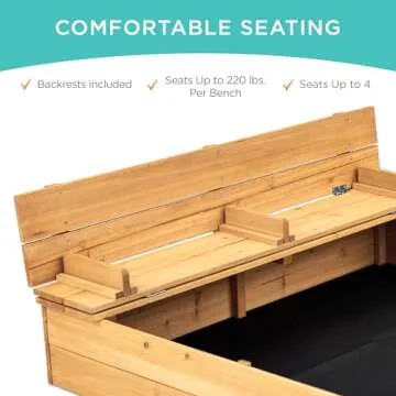 Best Choice Products Kids' Outdoor Wooden Sandbox - Large Cedar Wood with Foldable Benches