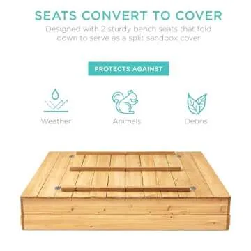 Best Kids Outdoor Cedar Wood Sandbox with Benches