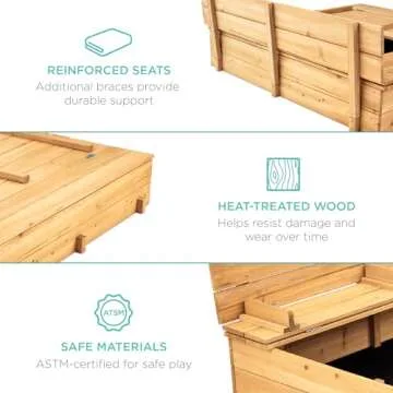 Best Kids Outdoor Cedar Wood Sandbox with Benches
