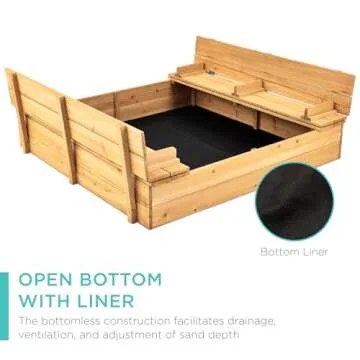 Best Kids Outdoor Cedar Wood Sandbox with Benches