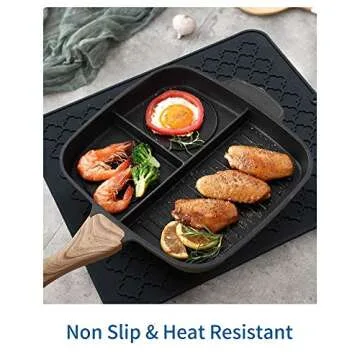 AMOAMI-Dish Drying Mats for Kitchen Counter-Silicone Dish Drying Mat-Kitchen Dish Drying Pad Heat Resistant Mat-Kitchen Gadgets Kitchen Accessories Kitchen Small Appliances (12" x 16, BLACK)