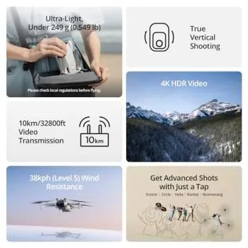 DJI Mini 3 (DJI RC), Lightweight 3x Mechanical Gimbal Drones with Camera for Adults 4K, 38-min Flight Time, up to 32800ft (10km) Video Transmission, Vertical Shooting, GPS Auto Return Integrated