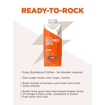 Bulletproof Cold Brew Coffee, Keto Friendly with Brain Octane C8 MCT Oil and Grass Fed Butter, Sugar Free, Variety, 4 Pack