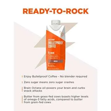 Bulletproof Cold Brew Coffee, Keto Friendly with Brain Octane C8 MCT Oil and Grass Fed Butter, Sugar Free, Variety, 4 Pack