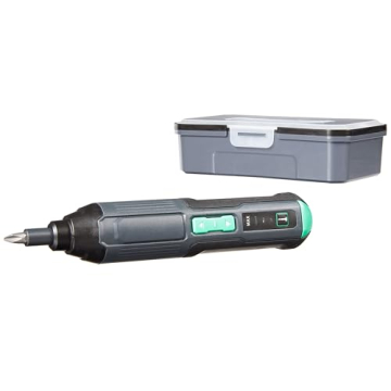 Amazon Basics by SKIL 4V Cordless Stick Screwdriver with 34-Piece Bit Set, Carrying Case, and USB Ca...