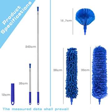 Buysenton Microfibre Duster for high Ceilings, Duster for Cleaning Fan Cobweb, 100" Telescopic Exten...