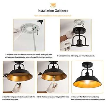 Stylish WNOMDY Industrial Ceiling Light Fixture 12.6in