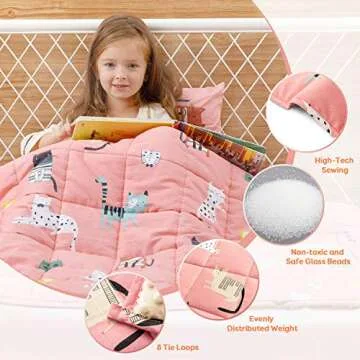 Uttermara Weighted Blanket 3 lbs, Ultra Cozy Minky Fleece and Cotton Sided with Cartoon Patterns, Reversible Heavy Blanket Great for Calming and Sleeping, 36x48 inches, Pink Cat