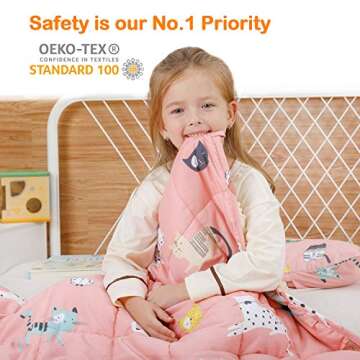 Uttermara Weighted Blanket 3 lbs, Ultra Cozy Minky Fleece and Cotton Sided with Cartoon Patterns, Reversible Heavy Blanket Great for Calming and Sleeping, 36x48 inches, Pink Cat