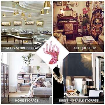 DI QIU REN Hand Form Ring Holder Jewelry Display Holder, Pink Room Decor Aesthetic Bracelet Ring Watch Stand Support Holder Preppy Jewelry Holder for Y2k Room Decor (PINK)