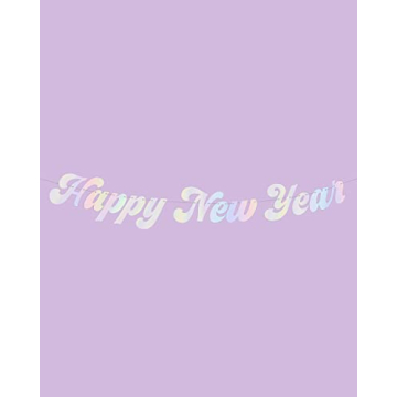 xo, Fetti Happy New Year Banner with Black Fringe 5 Ft