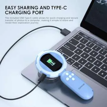 Kids Microscope with 100X Magnification, Handheld Portable Digital Microscope for Children, Rechargeable STEM Educational Toy with LED Light, Science Kit Gift for Boys & Girls Ages 3+