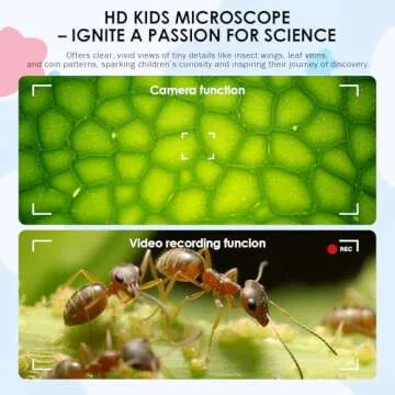 Kids Microscope with 100X Magnification, Handheld Portable Digital Microscope for Children, Rechargeable STEM Educational Toy with LED Light, Science Kit Gift for Boys & Girls Ages 3+