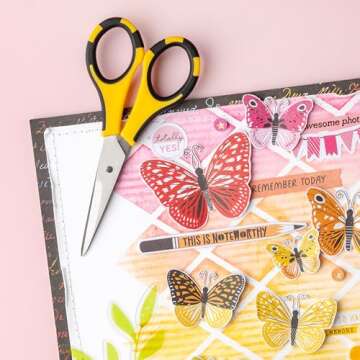 EK Tools Cutter Bee Precision Craft Scissors, Small, Yellow and Black, Package Includes 1 Ergonomic ...