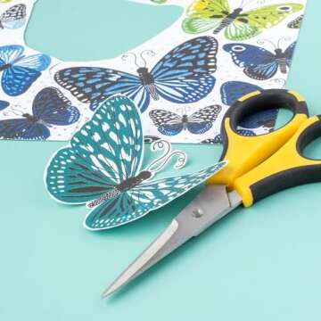 EK Tools Cutter Bee Precision Craft Scissors, Small, Yellow and Black, Package Includes 1 Ergonomic Scissor and 1 Protective Safety Cover, For Cutting, Paper, Herbs, and More
