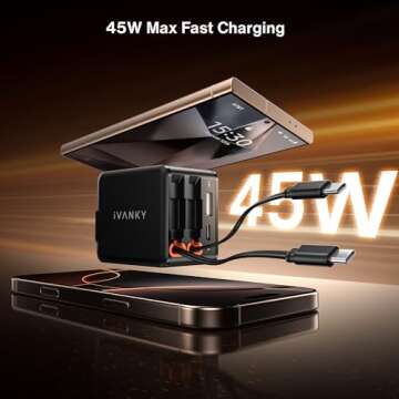 iVANKY 84W Retractable Charger - Fast & Compact Charging Solution