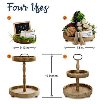 Farmhouse Tier Tray with Beads for Home Decor