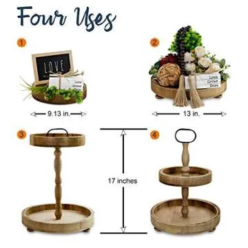 Farmhouse Tier Tray with Beads for Home Decor