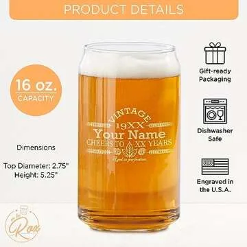 On The Rox Drinks Customized Beer Can Glass - Unique Personalized Gift for Every Celebration