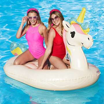 Funsicle Giant Inflatable Unicorn Magic Ride-On Pool Float, Adult-Sized