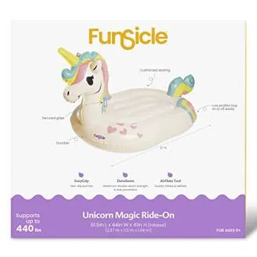 Funsicle Giant Inflatable Unicorn Magic Ride-On Pool Float, Adult-Sized