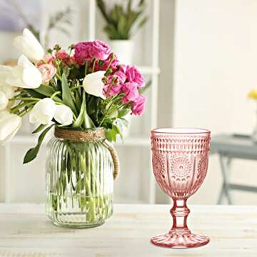 Pink Wine Glasses set of 6 blush goblets the perfect pink stemware for bridesmaid glassware bridal s...