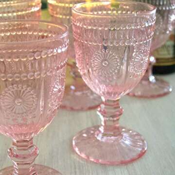 Pink Wine Glasses set of 6 blush goblets the perfect pink stemware for bridesmaid glassware bridal shower wine glass or the lover of retro wine glasses pink water goblets or vintage champagne glasses