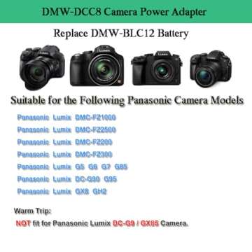 Gonine DMW-DCC8 DMW-AC8 Camera AC Power Suply Adapter Dummy Battery Charger Kit (DMW-BLC12 Battery R...