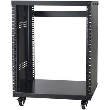 VEVOR 12U AV Rack Stand with Caster Wheels, Component Rack Cabinet Recording Studio Racks, Removable...