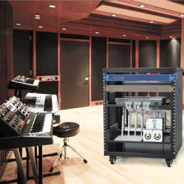 VEVOR 12U AV Rack Stand with Caster Wheels, Component Rack Cabinet Recording Studio Racks, Removable Side Panels, Universal Network Server Case, Special Vents for 19'' Audio Video Rack Mounting