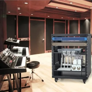 VEVOR 12U AV Rack Stand with Caster Wheels, Component Rack Cabinet Recording Studio Racks, Removable Side Panels, Universal Network Server Case, Special Vents for 19'' Audio Video Rack Mounting