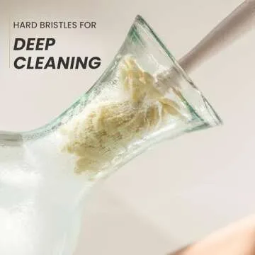 Vigar Zeroline 10.2" Long Bamboo Dish Brush, Ideal Dish Brush for Cups, Wine Glass, Tumbler, Blender Bottles, and Glass Water Bottles for The Kitchen