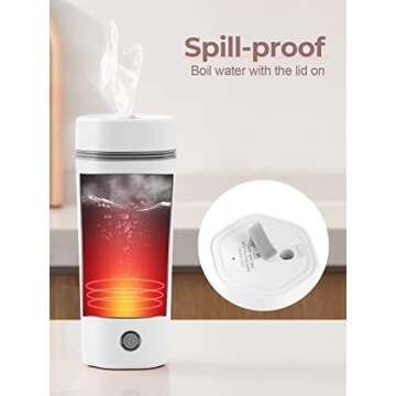 balbali Travel Kettle - 12oz Portable Electric Kettle for Boiling Water - Self Heating Cup/Thermos -...