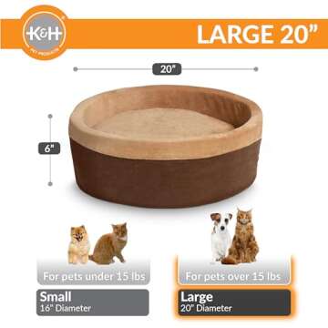 K&H Pet Products Thermo-Kitty Bed Heated Cat Beds for Large Indoor Cats & Dogs, Calming Warming Pill...