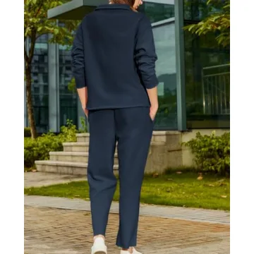 Yioaga Women Stylish Comfortable 2-Piece Tracksuit Set Navy