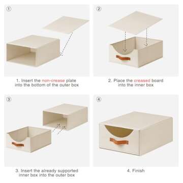 Homsorout Closet Organizers and Storage - Large Storage Bins with Drawer, Fabric Clothes Organizers and Storage, Collapsible Storage Drawers Organizer for Bedroom, Living Room, 4 Pack, Beige