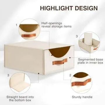 Homsorout Closet Organizers and Storage - Large Storage Bins with Drawer, Fabric Clothes Organizers and Storage, Collapsible Storage Drawers Organizer for Bedroom, Living Room, 4 Pack, Beige